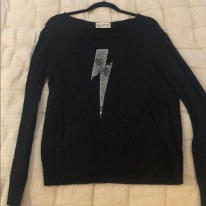 Wildfox Sweaters - WILDFOX LIGHTNING BOLT BLACK SWEATER TOP, SIZE L Wildfox Sweaters - WILDFOX LIGHTNING BOLT BLACK SWEATER TOP, SIZE L